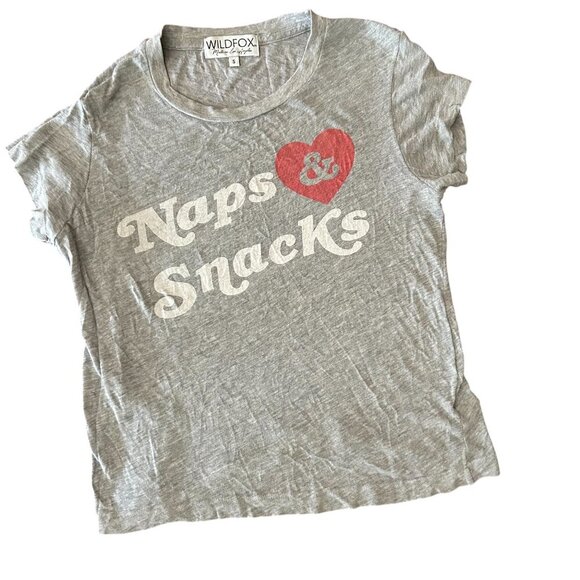 Wildfox Slouch Tee Naps & Snacks Crew Neck Short Sleeve graphic tee Size Small - Picture 1 of 7